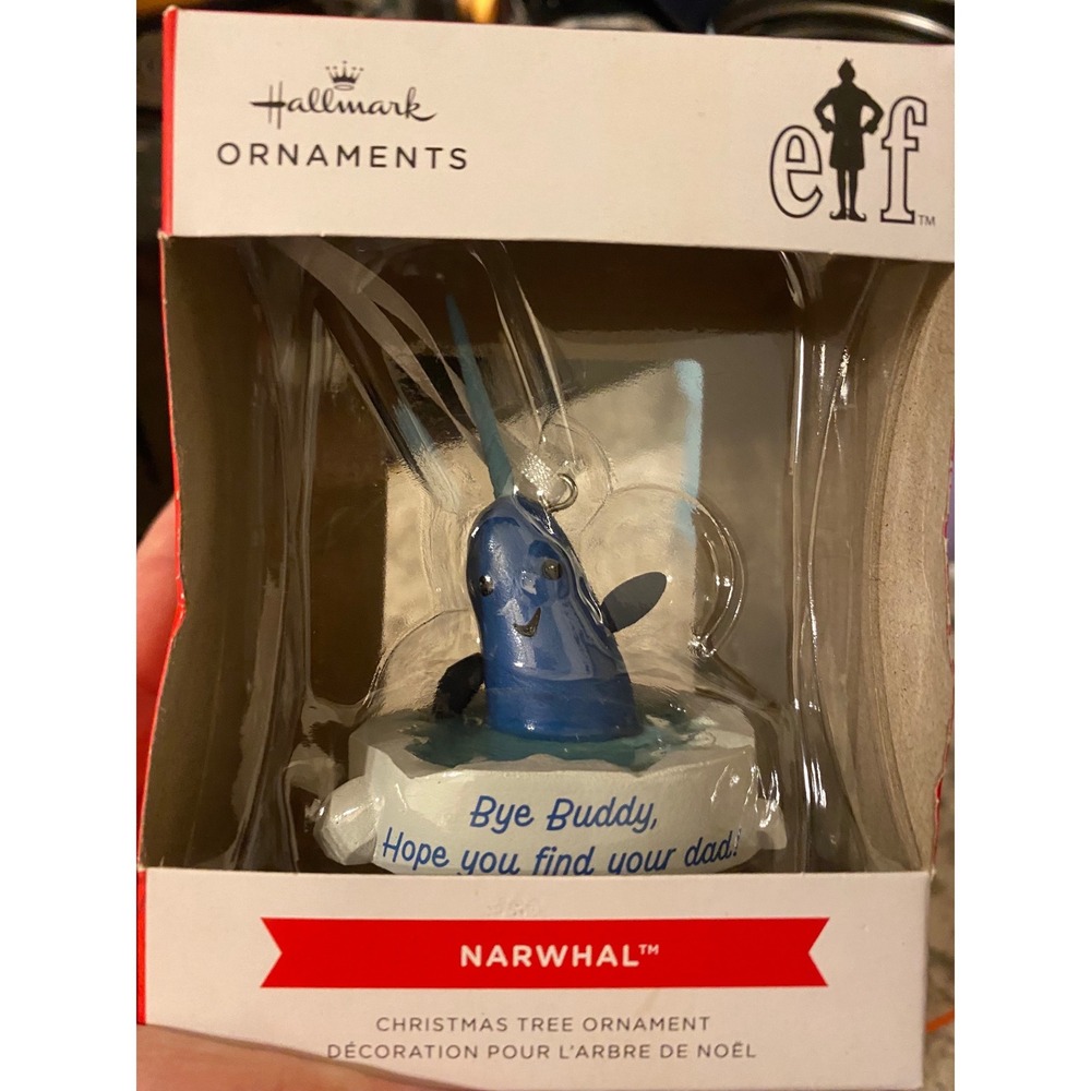 Hallmark Elf Narwhal Christmas Tree Ornament Bye Buddy Hope You‎ Find Your Dad